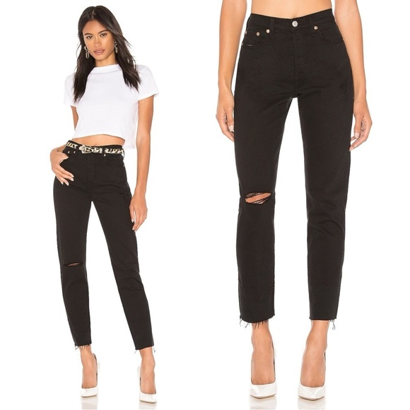 Levi’s • Wedgie Icon jean Black Desert distressed raw hem ripped knee slim - Picture 1 of 14